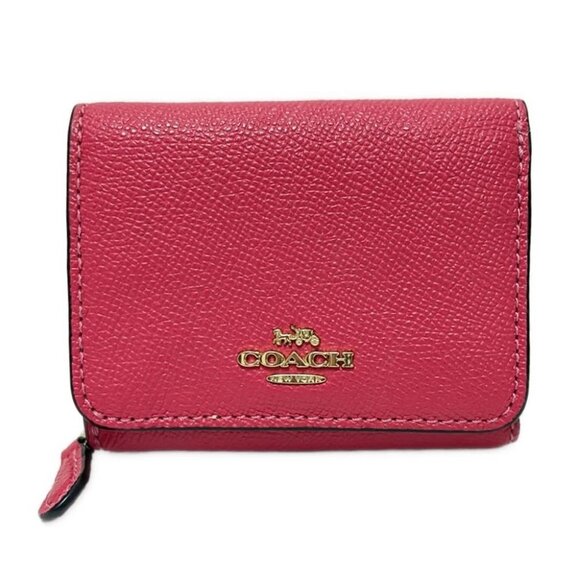 Auth COACH - Pink Leather Trifold Wallet - Picture 1 of 5